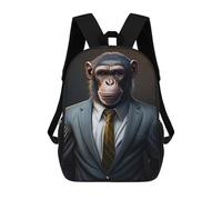 sinyumoney 3D Printed Children's School Chimpanzee in Suit Portrait -1 Backpack for Kids High Capacity Travel Fashion Rucksacks Kids School Bag Casual Back Pack 17inch