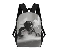sinyumoney 3D Printed Children's School Chimpanzee Smoking in Bathtub Backpack High Capacity Travel Book Bags Fashion Rucksacks Kids School Casual Back Pack 17inch