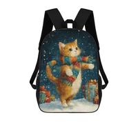 sinyumoney 3D Printed Children's School Christmas Cat with Presents-4 Backpack High Capacity Travel Book Bags Fashion Rucksacks Kids School Casual Back Pack 17inch