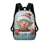 sinyumoney 3D Printed Children's School Christmas Elf in Snow Backpack for Kids High Capacity Travel Fashion Rucksacks Kids School Bag Casual Back Pack 17inch