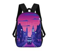 sinyumoney 3D Printed Children's School City Synthwave Retro Backpack for Kids High Capacity Travel Fashion Rucksacks Kids School Bag Casual Back Pack 17inch