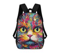 sinyumoney 3D Printed Children's School Colorful Abstract Cat Art Print-6 Backpack High Capacity Travel Book Bags Fashion Rucksacks Kids School Casual Back Pack 17inch