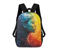 sinyumoney 3D Printed Children's School Colorful Abstract Portrait Painting Backpack High Capacity Travel Book Bags Fashion Rucksacks Kids School Casual Back Pack 17inch