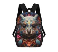 sinyumoney 3D Printed Children's School Colorful Animal Portrait Art Backpack for Kids High Capacity Travel Rucksacks Book Bags Kids School Bag Back Pack 17inch