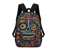 sinyumoney 3D Printed Children's School Colorful Aztec Mask Art Print Backpack High Capacity Travel Book Bags Fashion Rucksacks Kids School Casual Back Pack 17inch