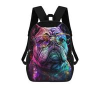sinyumoney 3D Printed Children's School Colorful Bulldog Sunglasses Art Print Backpack High Capacity Travel Book Bags Fashion Rucksacks Kids School Casual Back Pack 17inch