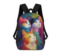 sinyumoney 3D Printed Children's School Colorful Cats Painting Backpack High Capacity Travel Book Bags Fashion Rucksacks Kids School Casual Back Pack 17inch