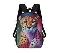 sinyumoney 3D Printed Children's School Colorful Cheetah Portrait Painting Backpack High Capacity Travel Book Bags Fashion Rucksacks Kids School Casual Back Pack 17inch
