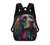 sinyumoney 3D Printed Children's School Colorful Cocker Spaniel Art Print-1 Backpack High Capacity Travel Book Bags Fashion Rucksacks Kids School Casual Back Pack 17inch
