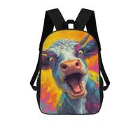 sinyumoney 3D Printed Children's School Colorful Cow Painting Backpack for Kids High Capacity Travel Rucksacks Book Bags Kids School Bag Back Pack 17inch