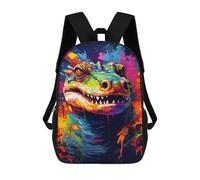 sinyumoney 3D Printed Children's School Colorful Crocodile Art Print-2 Backpack High Capacity Travel Book Bags Fashion Rucksacks Kids School Casual Back Pack 17inch