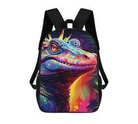 sinyumoney 3D Printed Children's School Colorful Crocodile Portrait Backpack for Kids High Capacity Travel Rucksacks Book Bags Kids School Bag Back Pack 17inch