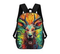 sinyumoney 3D Printed Children's School Colorful Deer Portrait -1 Backpack for Kids High Capacity Travel Rucksacks Book Bags Kids School Bag Back Pack 17inch