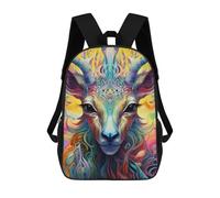 sinyumoney 3D Printed Children's School Colorful Deer Portrait-17 Backpack for Kids High Capacity Travel Rucksacks Book Bags Kids School Bag Back Pack 17inch