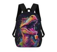 sinyumoney 3D Printed Children's School Colorful Dinosaur Drinking Juice Backpack High Capacity Travel Book Bags Fashion Rucksacks Kids School Casual Back Pack 17inch