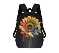 sinyumoney 3D Printed Children's School Colorful Dripping Sunflower Art Backpack High Capacity Travel Book Bags Fashion Rucksacks Kids School Casual Back Pack 17inch