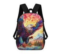 sinyumoney 3D Printed Children's School Colorful Eagle Artwork-1 Backpack for Kids High Capacity Travel Rucksacks Book Bags Kids School Bag Back Pack 17inch