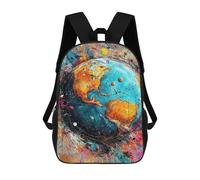 sinyumoney 3D Printed Children's School Colorful Earth Abstract Art Print Backpack High Capacity Travel Book Bags Fashion Rucksacks Kids School Casual Back Pack 17inch