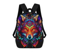 sinyumoney 3D Printed Children's School Colorful Fox Mandala Art Backpack for Kids High Capacity Travel Rucksacks Book Bags Kids School Bag Back Pack 17inch