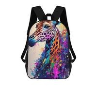 sinyumoney 3D Printed Children's School Colorful Giraffe Painting Backpack High Capacity Travel Book Bags Fashion Rucksacks Kids School Casual Back Pack 17inch