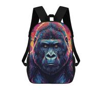 sinyumoney 3D Printed Children's School Colorful Gorilla Portrait V5 Backpack for Kids High Capacity Travel Fashion Rucksacks Kids School Bag Casual Back Pack 17inch