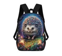 sinyumoney 3D Printed Children's School Colorful Hedgehog in Fantasy Forest Backpack for Kids High Capacity Travel Rucksacks Book Bags Kids School Bag Back Pack 17inch
