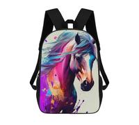 sinyumoney 3D Printed Children's School Colorful Horse Painting Backpack for Kids High Capacity Travel Rucksacks Book Bags Kids School Bag Back Pack 17inch