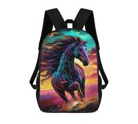 sinyumoney 3D Printed Children's School Colorful Horse Sunset Backpack for Kids High Capacity Travel Rucksacks Book Bags Kids School Bag Back Pack 17inch