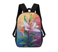 sinyumoney 3D Printed Children's School Colorful Lily Art Print Backpack for Kids High Capacity Travel Rucksacks Book Bags Kids School Bag Back Pack 17inch