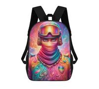 sinyumoney 3D Printed Children's School Colorful Motorcycle Helmet Artwork Backpack for Kids High Capacity Travel Rucksacks Book Bags Kids School Bag Back Pack 17inch