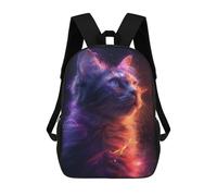 sinyumoney 3D Printed Children's School Colorful Neon Cat Backpack for Kids High Capacity Travel Rucksacks Book Bags Kids School Bag Back Pack 17inch