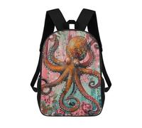 sinyumoney 3D Printed Children's School Colorful Octopus Art Print Backpack High Capacity Travel Book Bags Fashion Rucksacks Kids School Casual Back Pack 17inch