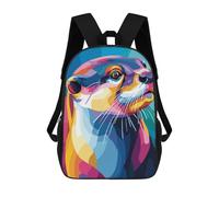 sinyumoney 3D Printed Children's School Colorful Otter Portrait Backpack for Kids High Capacity Travel Fashion Rucksacks Kids School Bag Casual Back Pack 17inch