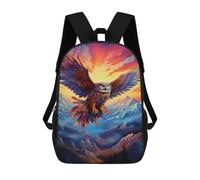 sinyumoney 3D Printed Children's School Colorful Owl Flight Artwork Backpack High Capacity Travel Book Bags Fashion Rucksacks Kids School Casual Back Pack 17inch