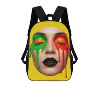 sinyumoney 3D Printed Children's School Colorful Paint Drip Beauty Portrait Backpack for Kids High Capacity Travel Fashion Rucksacks Kids School Bag Casual Back Pack 17inch