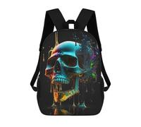 sinyumoney 3D Printed Children's School Colorful Paint Skull Backpack for Kids High Capacity Travel Fashion Rucksacks Kids School Bag Casual Back Pack 17inch