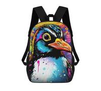 sinyumoney 3D Printed Children's School Colorful Penguin Art Print-1 Backpack for Kids High Capacity Travel Rucksacks Book Bags Kids School Bag Back Pack 17inch