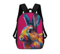 sinyumoney 3D Printed Children's School Colorful Rabbit Portrait Backpack for Kids High Capacity Travel Fashion Rucksacks Kids School Bag Casual Back Pack 17inch