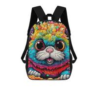 sinyumoney 3D Printed Children's School Colorful Rainbow Cat Art Backpack for Kids High Capacity Travel Rucksacks Book Bags Kids School Bag Back Pack 17inch