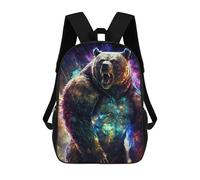 sinyumoney 3D Printed Children's School Colorful Roaring Bear Artwork Backpack for Kids High Capacity Travel Rucksacks Book Bags Kids School Bag Back Pack 17inch