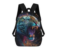 sinyumoney 3D Printed Children's School Colorful Roaring Tiger Artwork -1 Backpack for Kids High Capacity Travel Rucksacks Book Bags Kids School Bag Back Pack 17inch