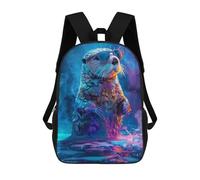 sinyumoney 3D Printed Children's School Colorful Sea Otter Paint Backpack for Kids High Capacity Travel Fashion Rucksacks Kids School Bag Casual Back Pack 17inch