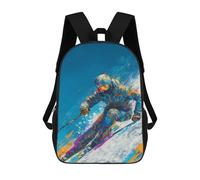 sinyumoney 3D Printed Children's School Colorful Skiing Adventure Backpack High Capacity Travel Book Bags Fashion Rucksacks Kids School Casual Back Pack 17inch
