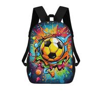 sinyumoney 3D Printed Children's School Colorful Soccer Ball Artwork -3 Backpack for Kids High Capacity Travel Rucksacks Book Bags Kids School Bag Back Pack 17inch