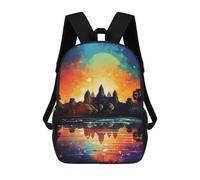 sinyumoney 3D Printed Children's School Colorful Sunset at Angkor Wat -1 Backpack High Capacity Travel Book Bags Fashion Rucksacks Kids School Casual Back Pack 17inch