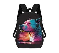 sinyumoney 3D Printed Children's School Colorful Sunset Dog Portrait Backpack for Kids High Capacity Travel Fashion Rucksacks Kids School Bag Casual Back Pack 17inch