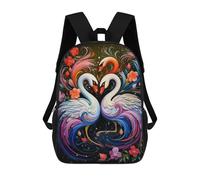 sinyumoney 3D Printed Children's School Colorful Swans in Artwork Backpack for Kids High Capacity Travel Rucksacks Book Bags Kids School Bag Back Pack 17inch