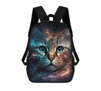sinyumoney 3D Printed Children's School Cosmic Cat Portrait-11 Backpack for Kids High Capacity Travel Rucksacks Book Bags Kids School Bag Back Pack 17inch