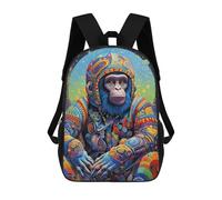 sinyumoney 3D Printed Children's School Cosmic Chimpanzee Portrait Backpack for Kids High Capacity Travel Rucksacks Book Bags Kids School Bag Back Pack 17inch
