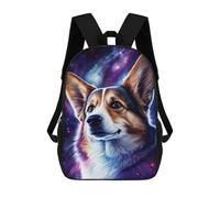 sinyumoney 3D Printed Children's School Cosmic Corgi Portrait-11 Backpack High Capacity Travel Book Bags Fashion Rucksacks Kids School Casual Back Pack 17inch